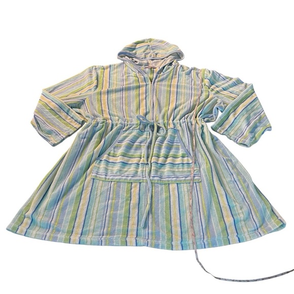 Cacique Soft Striped Hooded Robe or Swim Coverup Size 26-28 - Picture 6 of 9
